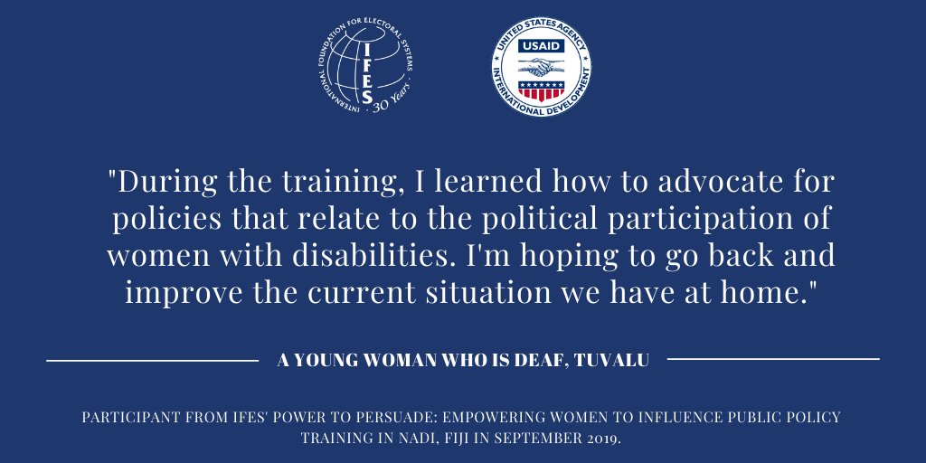 IFESDisability's tweet photo. In celebration of #DeafWomenHistory, tune in to hear Deaf women from around the world share what #DemocracyIs and why they participate in political life! #DWHM #DWHM2020 #Self-Reliance @USAID @USAIDDRG https://t.co/Vf4S3qq2ez