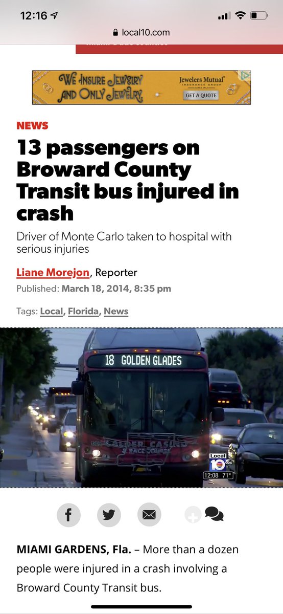  Someone used my name & that of  @WPLGLocal10 to lend credence to something that, as far as I know, is false.  THREAD: How the headline for a 2014 story about a bus crash was manipulated, altered and made into actual FAKE NEWS during a global health crisis.