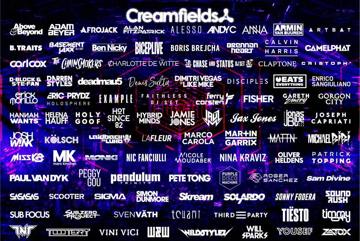 SpacelabMusic's tweet photo. 🔥 Creamfields has Calvin Harris, Martin Garrix, Chemical Brothers, deadmau5, Swedish House Mafia &amp; Adam Beyer | Cirez D! Aug - 27 - 30!

MORE: https://t.co/1hxyjjopgw

#creamfields #creamfields2020 #creamfieldsfestival #musicfestival #festival #electronicmusicfestival https://t.co/StfrDXpBSJ