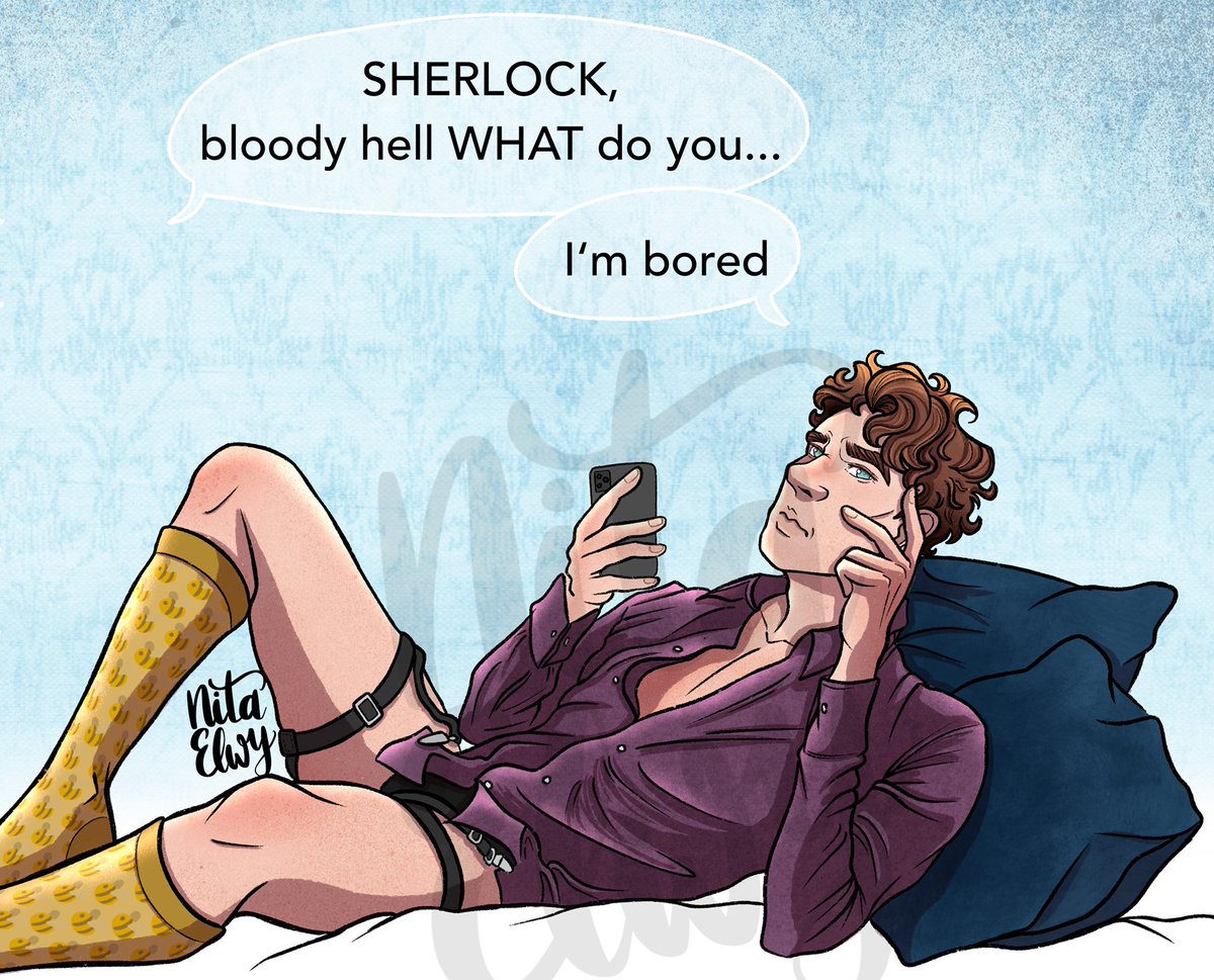 NitaElwyArt's tweet photo. the quarantine is unbearable for sherlock... #johnlock #johnlockfanart #johnlocknsfw #johnlockfandom #sherlocknsfw #sherlockfanart #nitaelwyart #sherlockian #johnlockmessages https://t.co/Jmqpr2xA3U