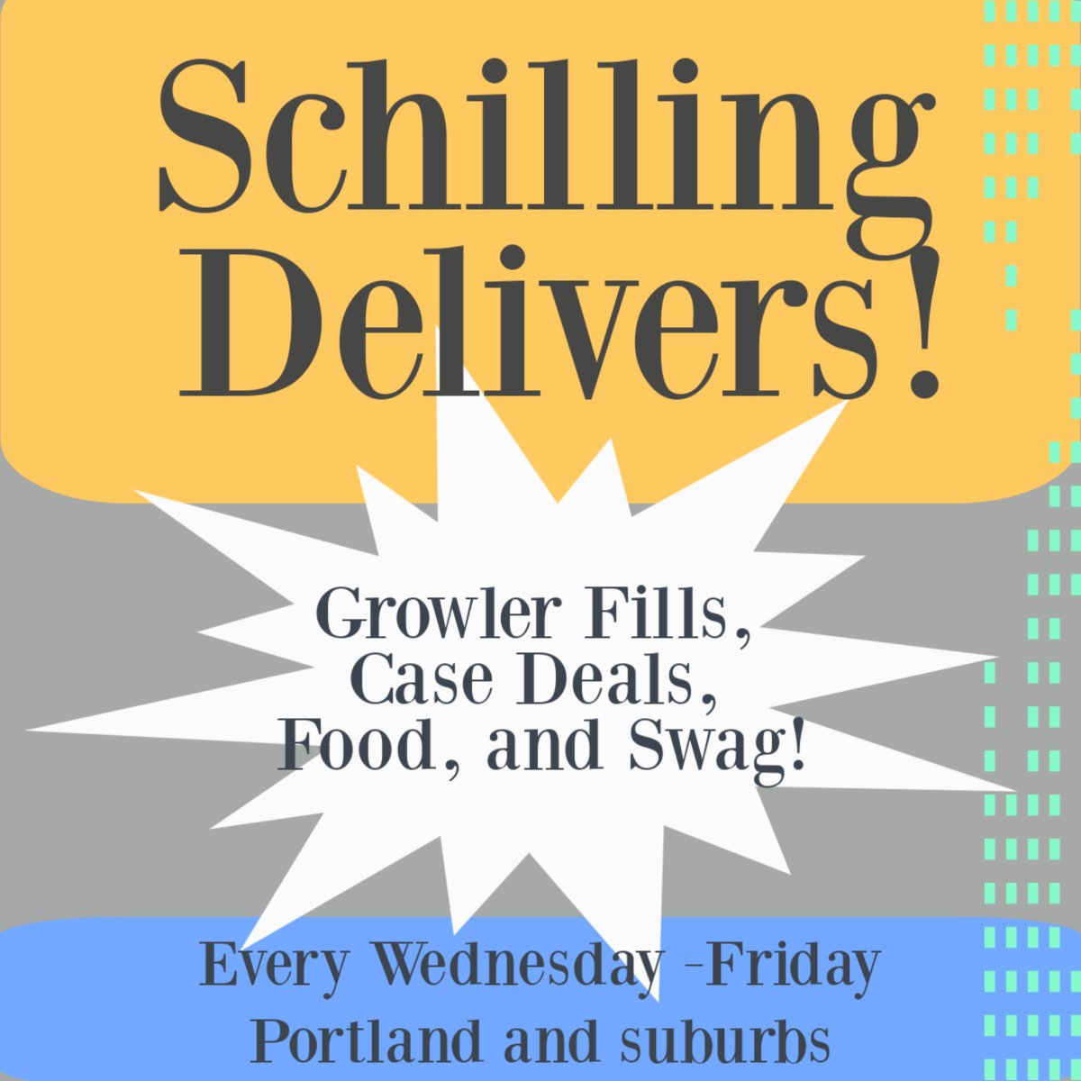 SchillingPDX's tweet photo. Schillling now DELIVERS!  Visit our new website https://t.co/pGL9S0OFwn to place your order and schedule delivery. Digital garage sale cases still available. Portland, we got you! Stay well and enjoy delicious cider deals!
#delivery #supportlocal #treatyourself #craftcider https://t.co/xFXxO7FlqH