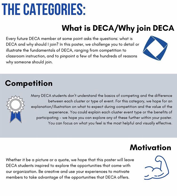 Virginia DECA, do you want to win a $50 Shop DECA gift card?! If yes, then check out our poster design competition for a chance to utilize your chapter experience and create posters to be used across the state! We can’t wait to see your submissions at Vadeca.org!🔷