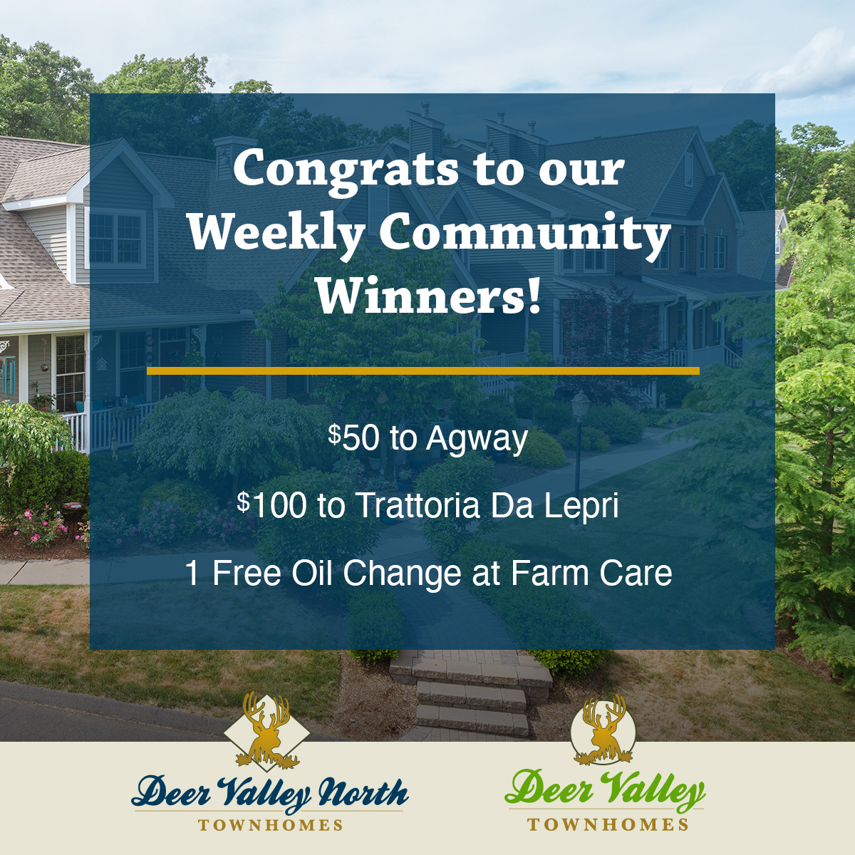Congrats to our Weekly Community Winners! We are supporting local businesses and our residents with a gift card raffle. Tune in next week for a new list – and stay safe!