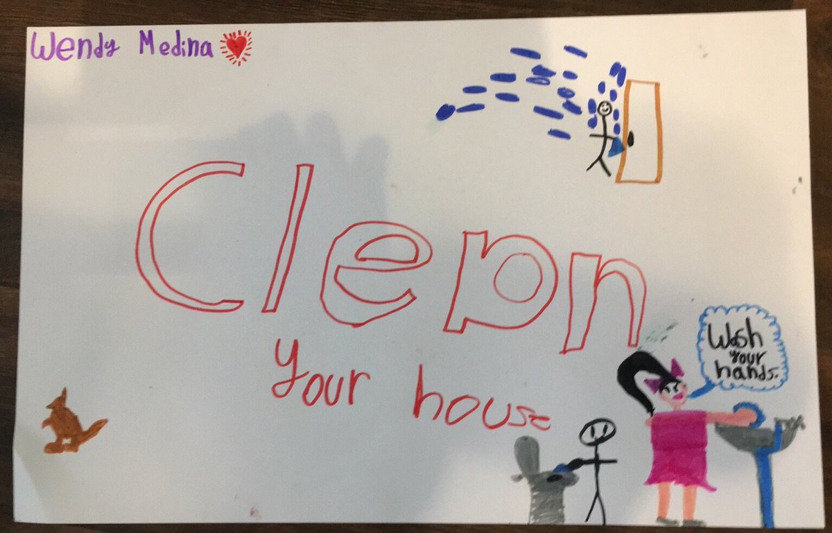 One of my students decided to share how she keep herself and her family healthy at home #CleanSurfaces #SpreadFactsNotFear @GriffinTylerISD