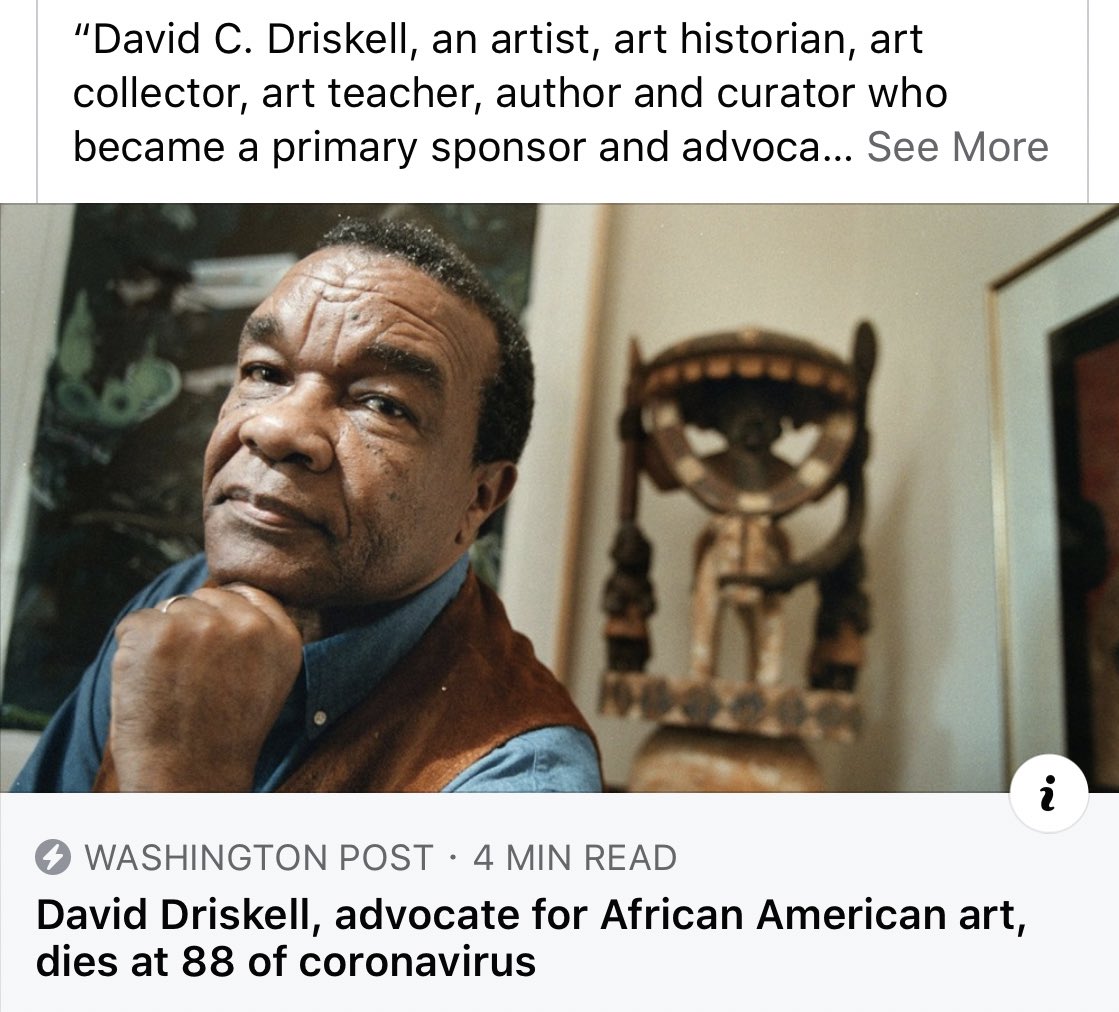 Sweetpeepauline's tweet photo. Rest in Heaven to #DavidCDriskell 🙏🏽 https://t.co/Ur3KOO9afY