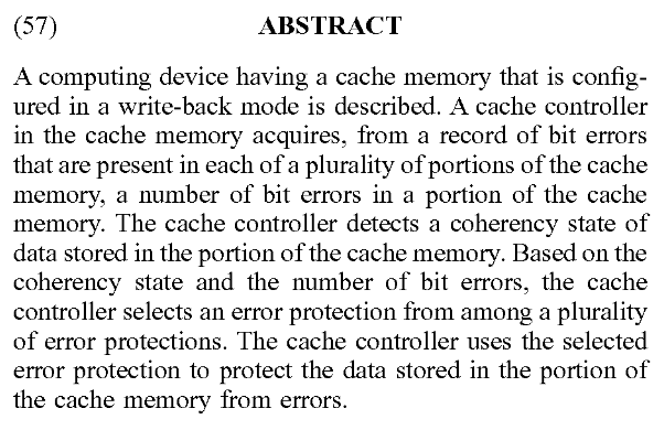 Patent: Bit Error Protection in Cache Memories - AMDMore details:  http://www.freepatentsonline.com/20200081771.pdf 