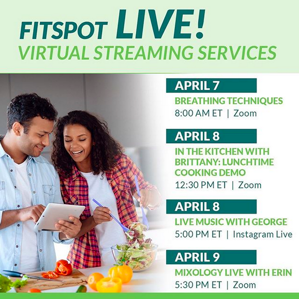 Staying at home doesn’t mean sitting still. Check out Fitspot’s free services this week hosted on Zoom and Instagram Live. Register here 👉 linktr.ee/fitspot