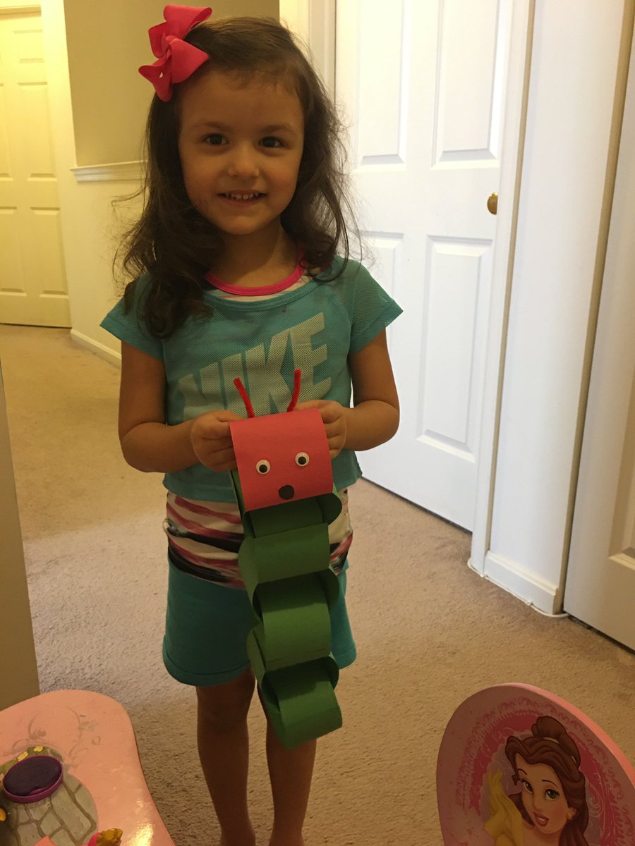 AliensEndeavour's tweet photo. This week we are reading books by Eric Carle! Today’s story was The Very Hungry Caterpillar! We practiced using our fine motor muscles to make our very own hungry caterpillar and they turned out awesome! 🐛🍎 #nhtschoolstogether https://t.co/ESN5aZ47pE
