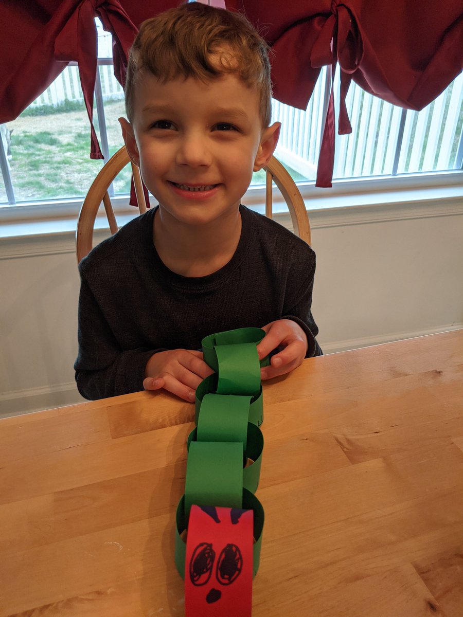 AliensEndeavour's tweet photo. This week we are reading books by Eric Carle! Today’s story was The Very Hungry Caterpillar! We practiced using our fine motor muscles to make our very own hungry caterpillar and they turned out awesome! 🐛🍎 #nhtschoolstogether https://t.co/ESN5aZ47pE