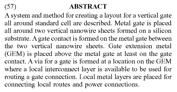 Patent: Vertical Gate All Around Library Architecture - AMDAMD is ready for beyond 3nm node...*** I strongly recommend reading the articles listed in the references ***More details:  http://www.freepatentsonline.com/10186510.pdf 