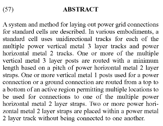 Patent: Power grid architecture and optimization with EUV lithography - AMDMore details:  http://www.freepatentsonline.com/20180314785.pdf 