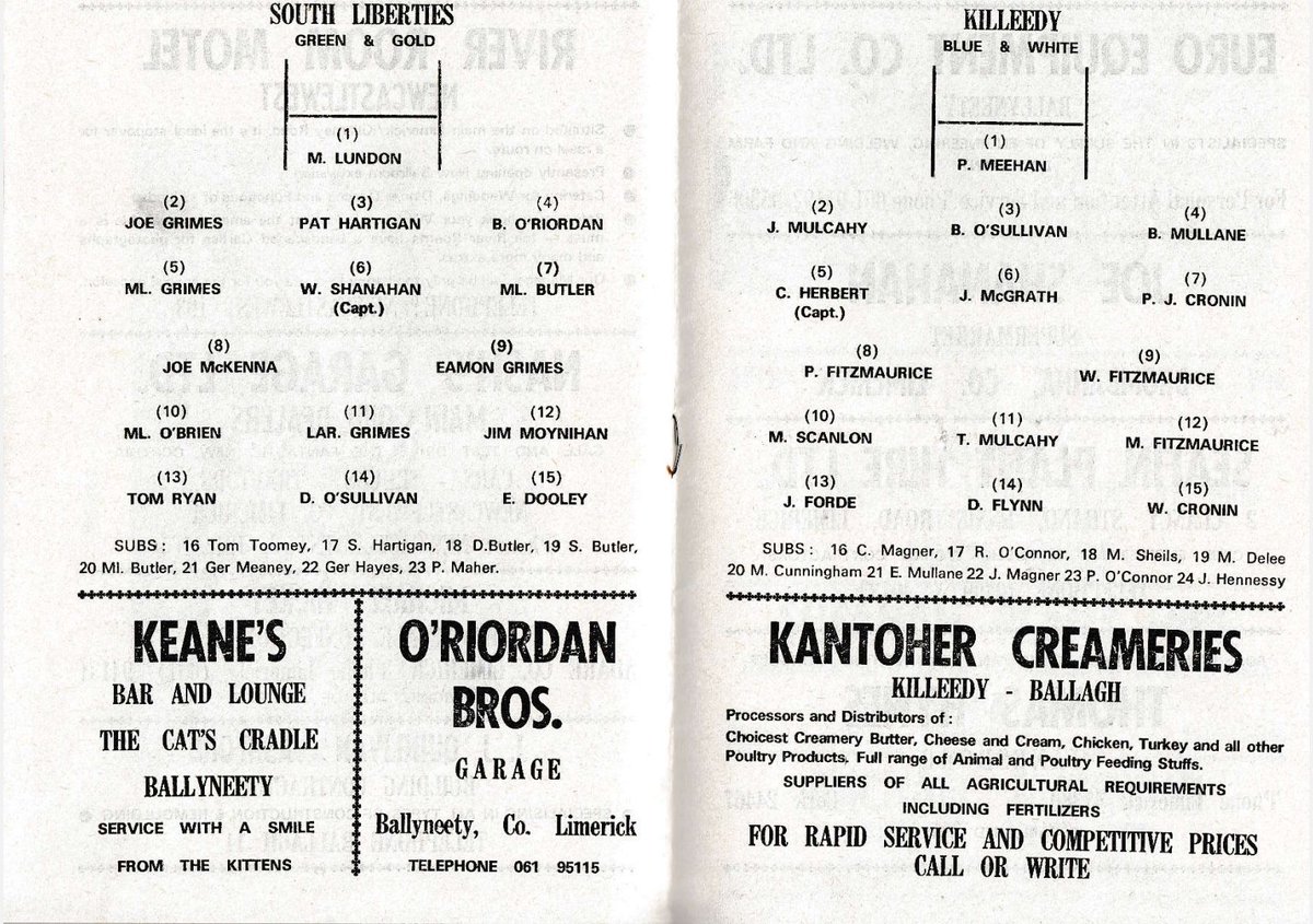 3rd October 1976 and South Liberties claim their 5th County title and 2nd Daly cup in 4 years after seeing off a tough  @killeedygaa team by 3 points. 2-09 to 2-06 in front of 8,000 people.Jamesie Moynihan and Denis O Sullivan with the vital goals. Walter Shanahan captained.