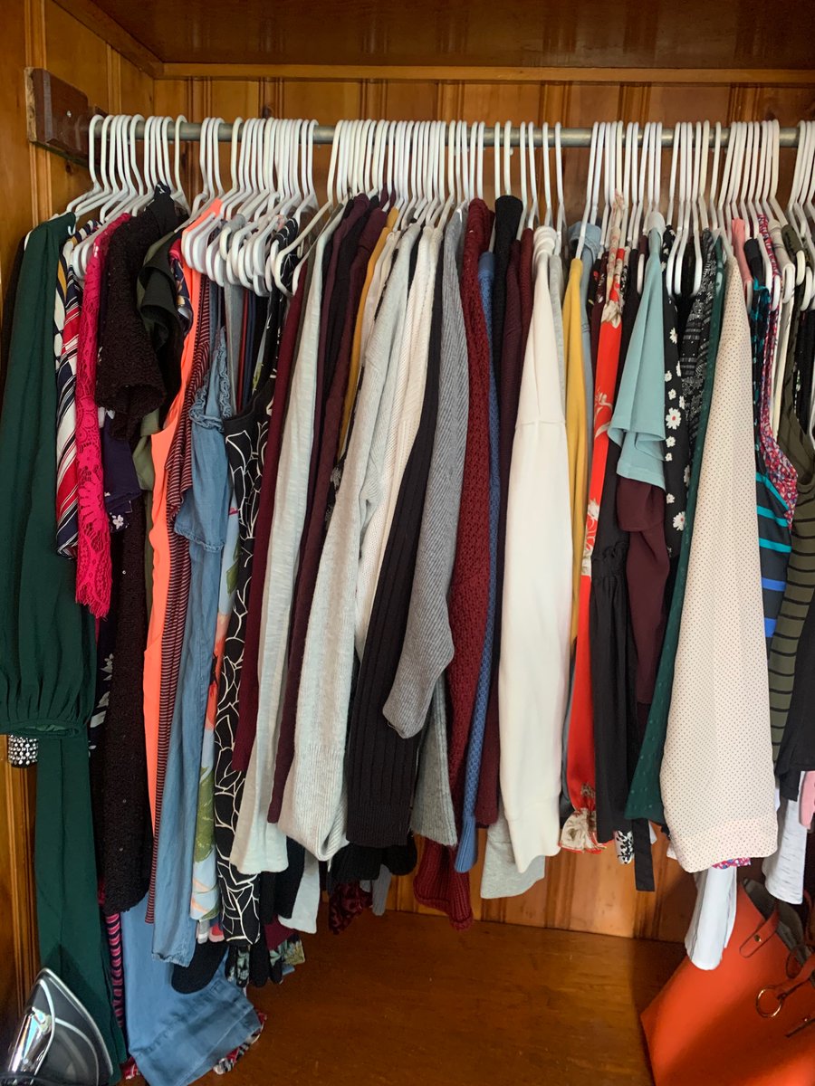 LisaDunn1983's tweet photo. Cleaned my closet and resize I have some cute clothes... nowhere to wear them though. #quarantineProject https://t.co/WIygjIZjQ3