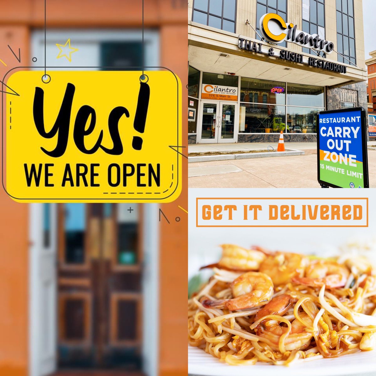 Yes, we are still taking your order. Let our chefs cook for you tonight. Visit cilantrothai.com to place your order.