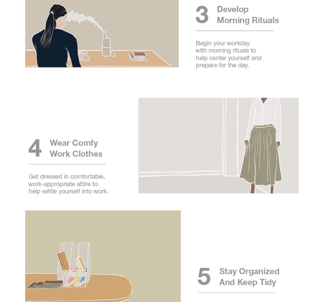 minor_glitch's tweet photo. Muji shared some tips for working from home.
What kind of psychopath gets dressed in "work-appropriate attire" to work from home?! https://t.co/WacyGN3YyX