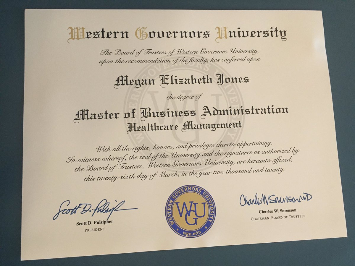 MeganJones239's tweet photo. Got this in the mail today! Officially done with school!! Can’t wait to celebrate when I can finally leave my house again! #mastersdegree #wgu https://t.co/pzDIEVbugC