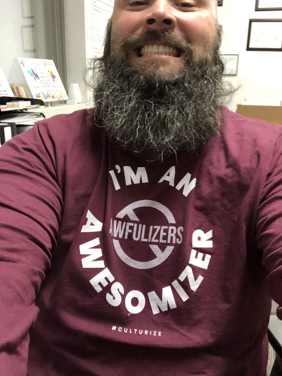 OurayTrojan_Pr's tweet photo. First day of online school...No problem! This is how I choose to deal with it. If you want to be an awesomizer too check out @casas_jimmy online store. I got another sweet shirt I will model this week. We got this! #OSDTrojanPride #JumpInThePond #awesomizer https://t.co/gTKarlMELY