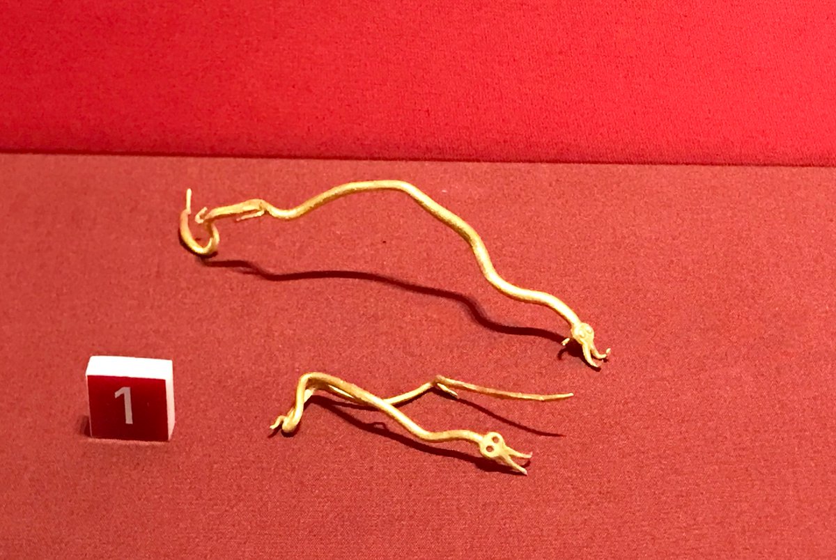 Also from the Staffordshire Hoard: two gold snakes, 8th century CE, seen at  @BM_AG. Originally mounts (for an unknown object)  #MuseumsUnlocked