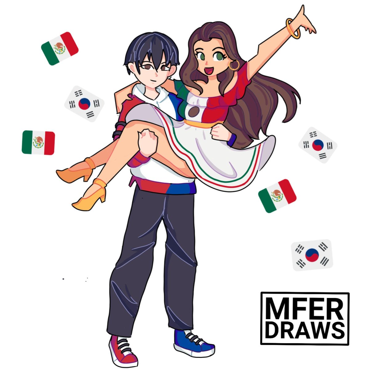 Mexicawaiiart's tweet photo. Siempre quise dibujar esta pareja ya que últimamente México y Corea se llevan muy bien 🇲🇽❤️🇰🇷
#drawings #art #디지털아티스트 #デジタルアート #디지털아트 #한국 #멕시코 #anime #sketchbook #illustrator #couple #mexicorea #korea #mexico #character https://t.co/2SelzLPxHl
