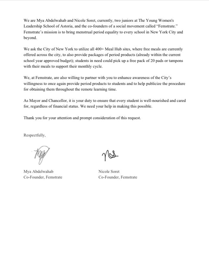 femstrate's tweet image. Mayor de Blasio! Please help us get period products to students in need during this quarantine! @NYCMayor  #periodpoverty #period #Covid_19 #coronavirus