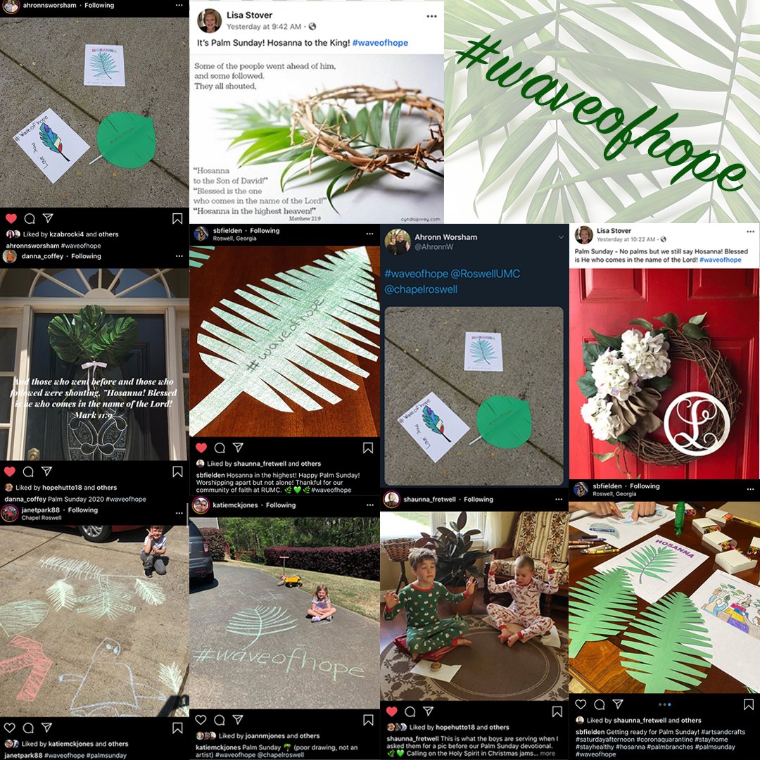 RoswellUMC's tweet photo. We had so much fun waving our palm branches yesterday! Thanks for sharing your creativity and joining us in celebration! #waveofhope https://t.co/DNHluQABth