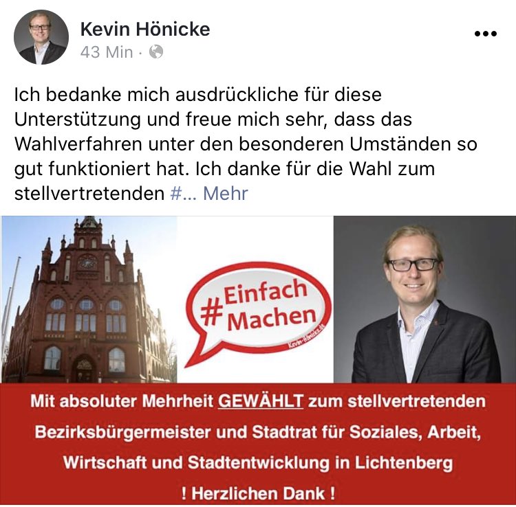 Endlich mal ein Kevin im Bezirksamt. Und er kann sogar rechnen und noch viel mehr! Gratulation an ⁦<a href="/KevinHoenicke/">Kevin Hoenicke</a>⁩ zum neuen Stellvertretenden Bürgermeister vom zweitgeilsten Bezirk Berlins! Danke an ⁦<a href="/Monte_Iro/">a l e !</a>⁩ für die bisherige Arbeit. Let‘s rock Kevin!