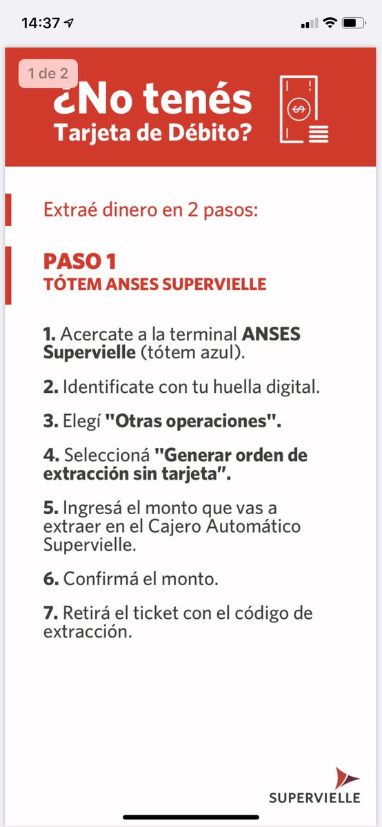 agosmina's tweet photo. Cómo retirar efectivo sin tarjeta de débito por cajero automático ⬇️
#bancosupervielle #supervielle #jubilados https://t.co/tZtXlDjaXW