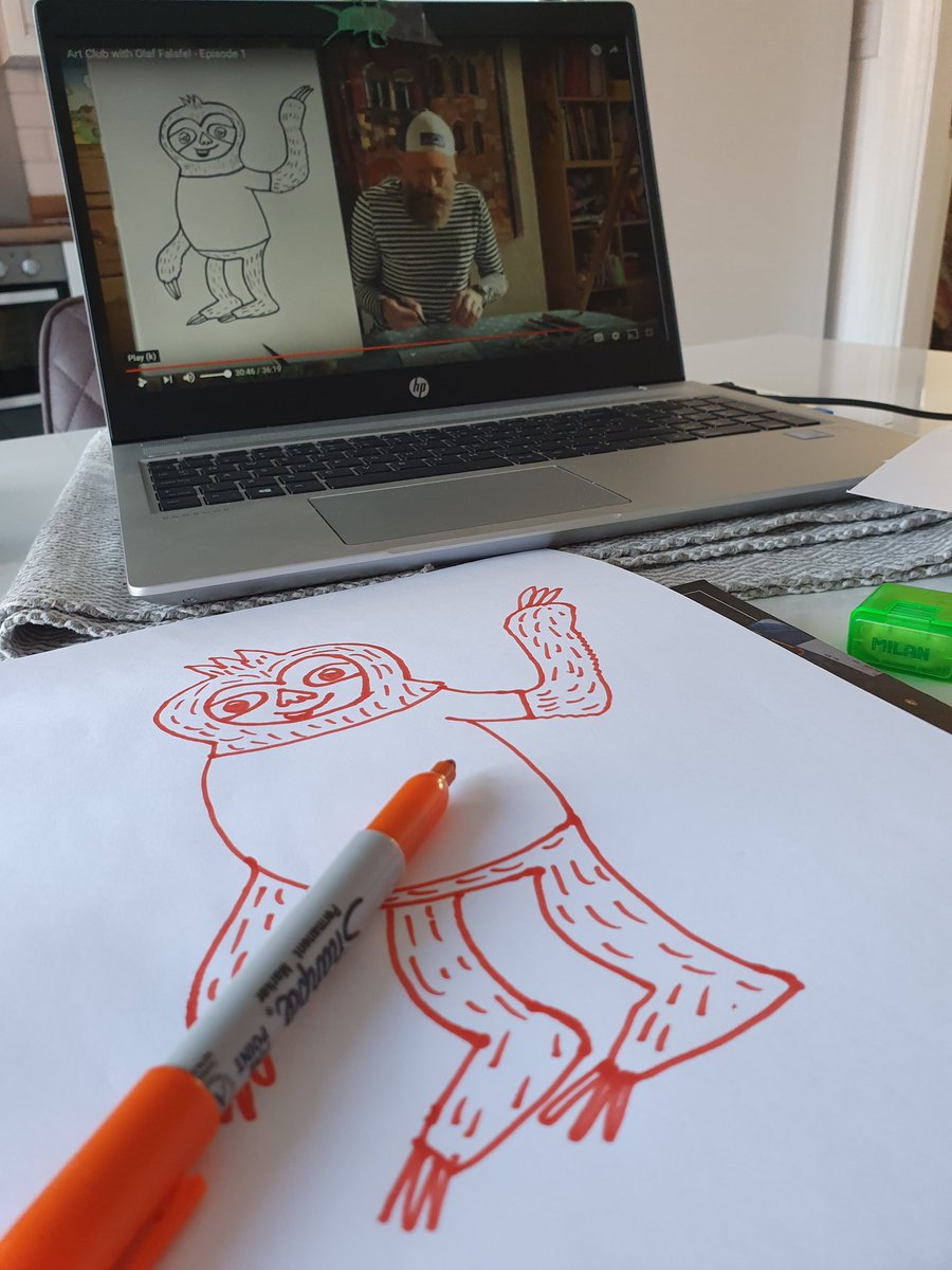 If you have kids, sign up to Art Club with <a href="/OFalafel/">Olaf Falafel</a> on YouTube. He's a very talented artist with great jokes.