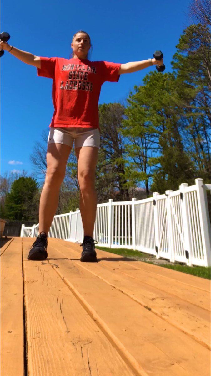 Coach_Dilger's tweet photo. Some shoulders and a jog around the neighborhood for today’s workout! Up next: wall ball! Get out and enjoy this beautiful weather!! ☀️🥍🅾️ #bigredlax2020 @OTGirlsLax @Oceanathletics https://t.co/EoZr2rFLhV