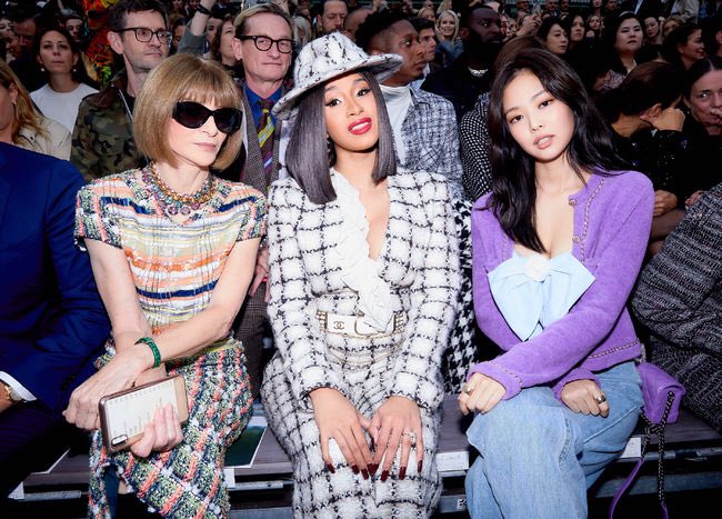 A week prior to the conference, Cardi would sit next to Anna Wintour twice during Paris Fashion Week 2019: at Thom Browne & Chanel.: Pierre Suu/Getty