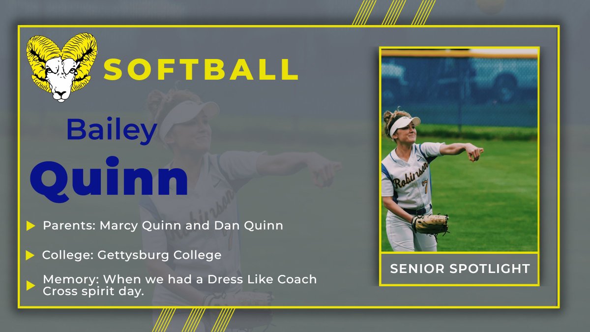 RobinsonRams's tweet photo. Softball Senior Spotlight: Bailey Quinn @ramballcoach @RobinsonSSNews @RAMSBoosters https://t.co/sIhNv8ssv5