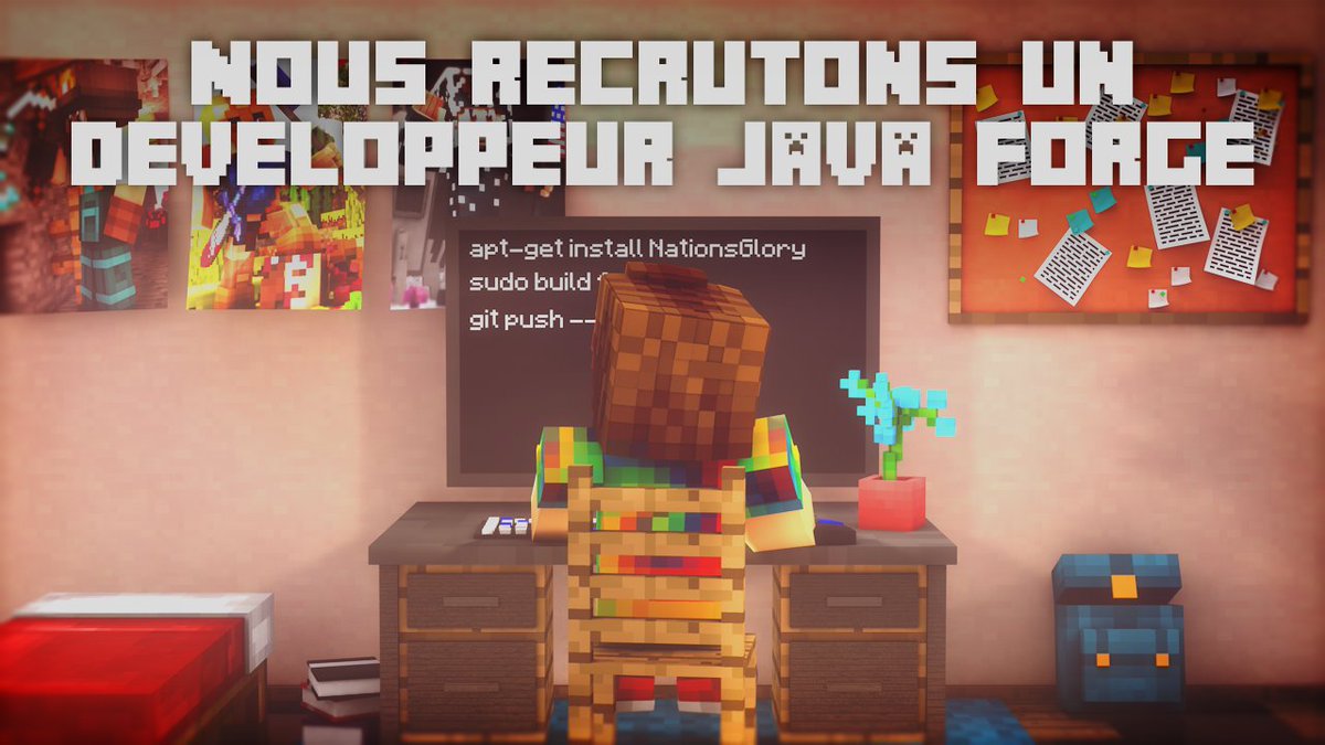 NationsGlory's tweet photo. 📋 Nous recrutons un développeur JAVA Forge !
Si vous êtes motivé, disponible et que vous rêvez d'ASM la nuit... rejoignez-nous !
Contactez @ibalix_romain ou @NationsGlory 💪
#paidjob #forge #asm #java7 https://t.co/vCuy2J4nNT