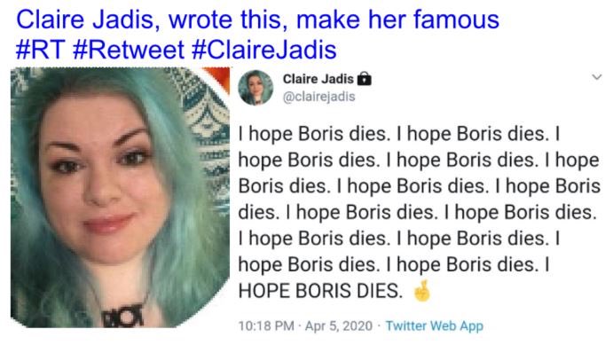 stemwood's tweet photo. Is #ClaireJadis tending yet ?  It was her attention seeking dream yesterday ?! Be careful what you wish for, #Corbynista made it big time ! @PeoplesMomentum No 1 https://t.co/oZKwLZOlfm