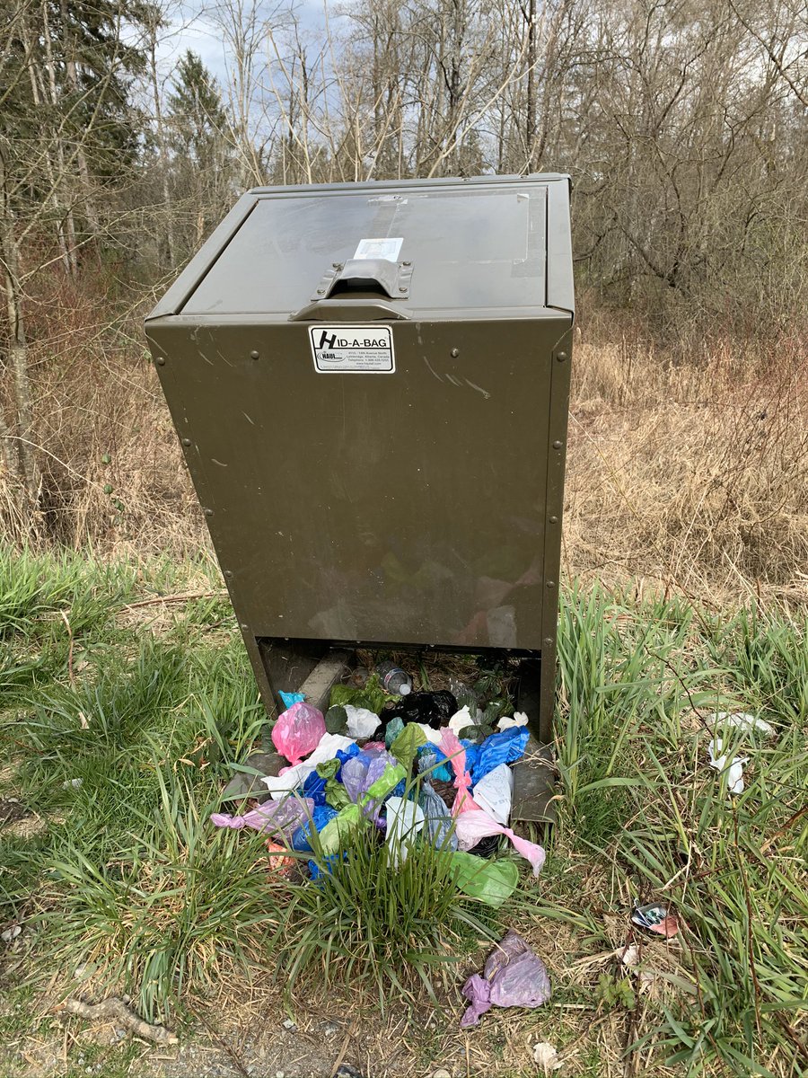 Everyone’s too afraid to touch the garbage cans so there’s dog poo EVERYWHERE we go right now.