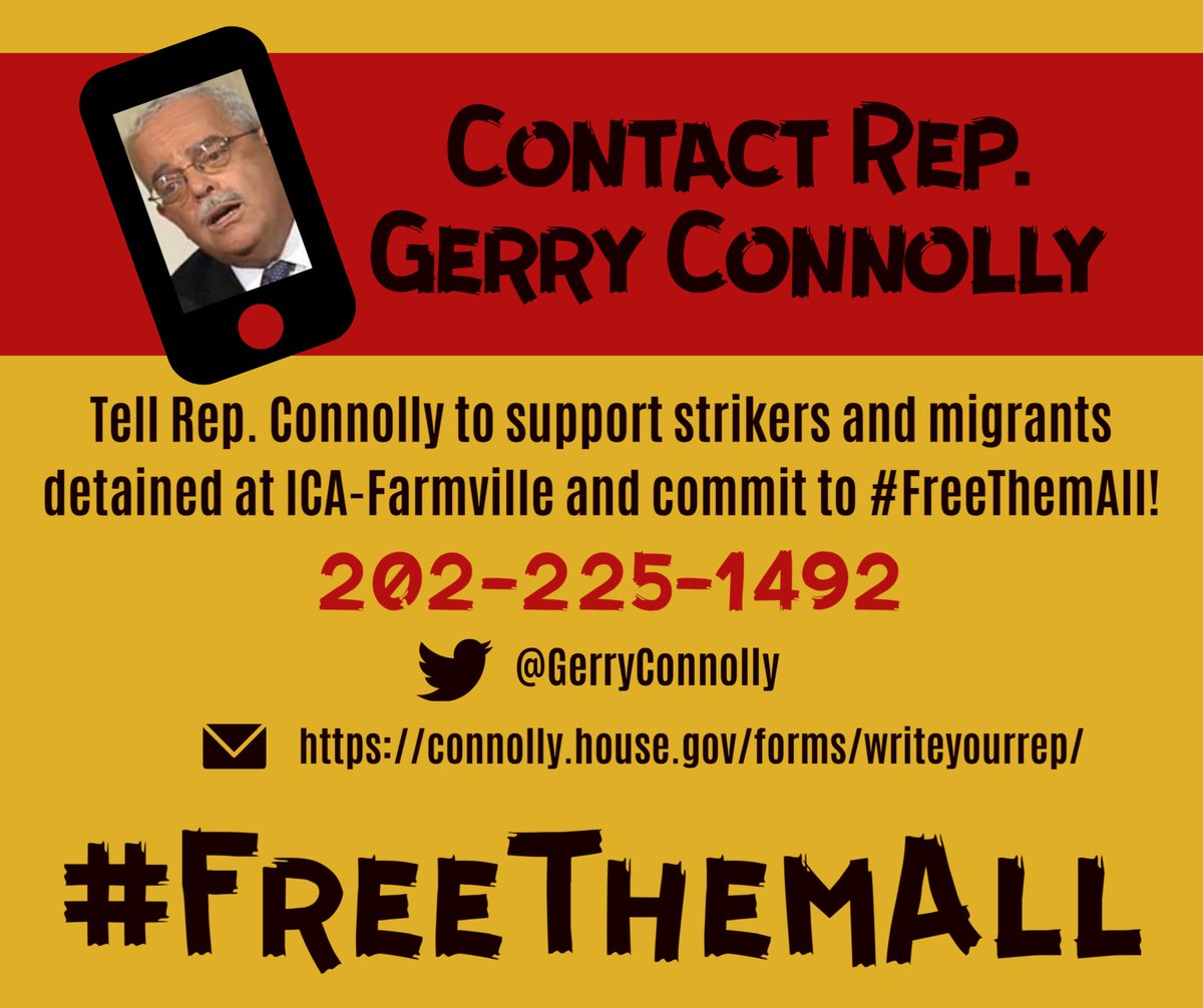 LaColectiVA703's tweet photo. 🚨UPDATED ACTION ALERT: Contact NEW #Virginia TARGETS to amplify the demand of people detained at #ICAFarmville🚨

The hunger strike ended after strikers faced retaliation from ICA officers. CALL &amp; TWEET #VA reps @Lopez4VA &amp; @GerryConnolly to #FreeThemAll: https://t.co/vKRNAoDt21 https://t.co/FKjtqo320T