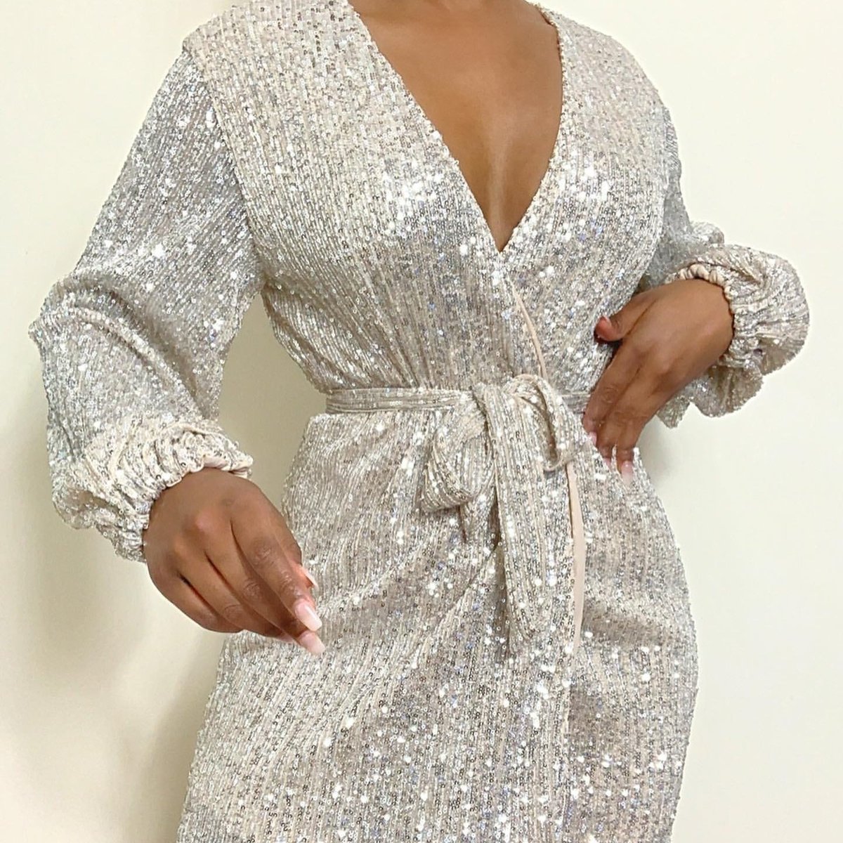 Club L Sequin Wrap Dress on Sale, UP TO ...