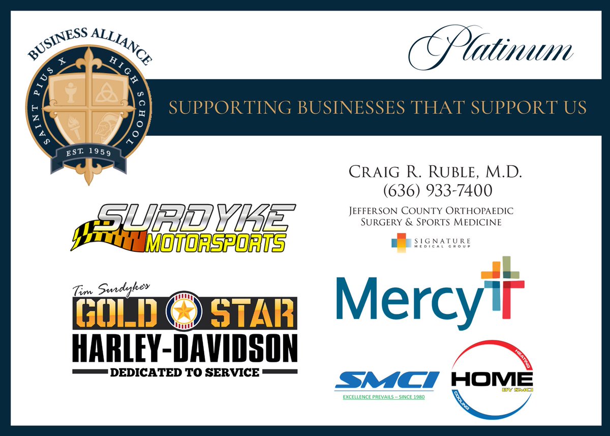 stpxlancers's tweet photo. Today we are highlighting the businesses that support St. Pius X! Thank you, Business Alliance members! https://t.co/hKqq83awii