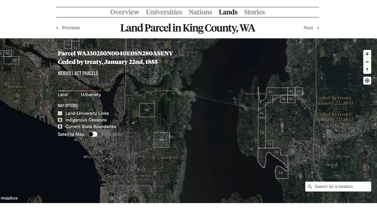 We also hope you will share stories of your own as you explore the ~80,000 land parcels across the US with a little-discussed history. As it turns out, my story is one of them. My home sits atop a piece of land...  https://www.landgrabu.org/lands/wa330250n0040e0sn280aseny