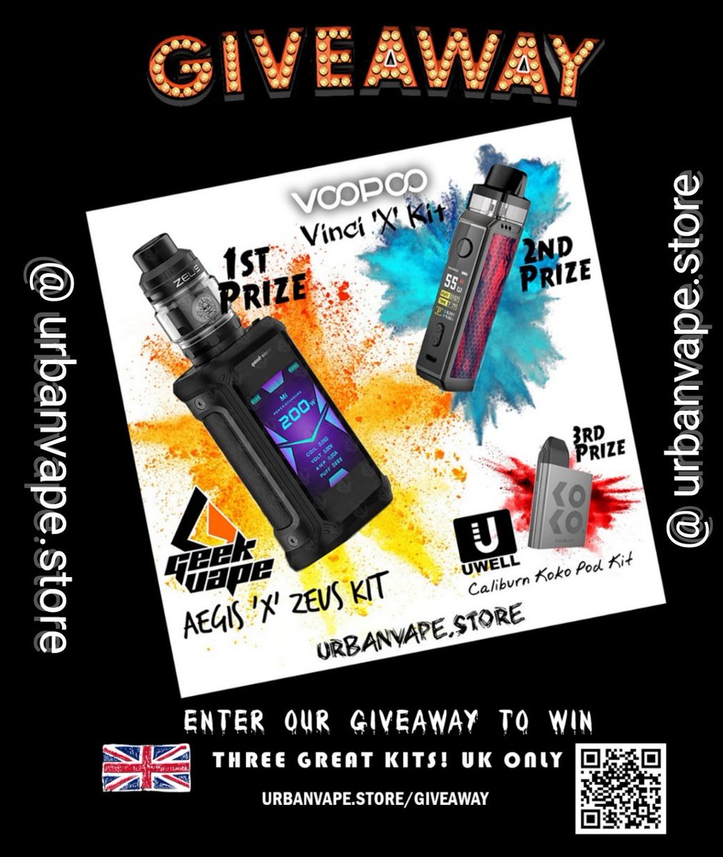 UrbanVape_Store's tweet photo. GIVEAWAY!! THREE GREAT PRIZES
REGISTER ONLINE LINK BELOW
https://t.co/RPepFbQ9TE
#vapeworld #vapelyfe #vapenation #vapebeauty #vape4you #vapers #vapepods #vapesafe #vapehooligans #vapesociety #vapegirls #girlswhovape #vapeclouds #vapefam #vapebabes #vapeon #vapeporn #vapeharder https://t.co/5HoUzmsFwR