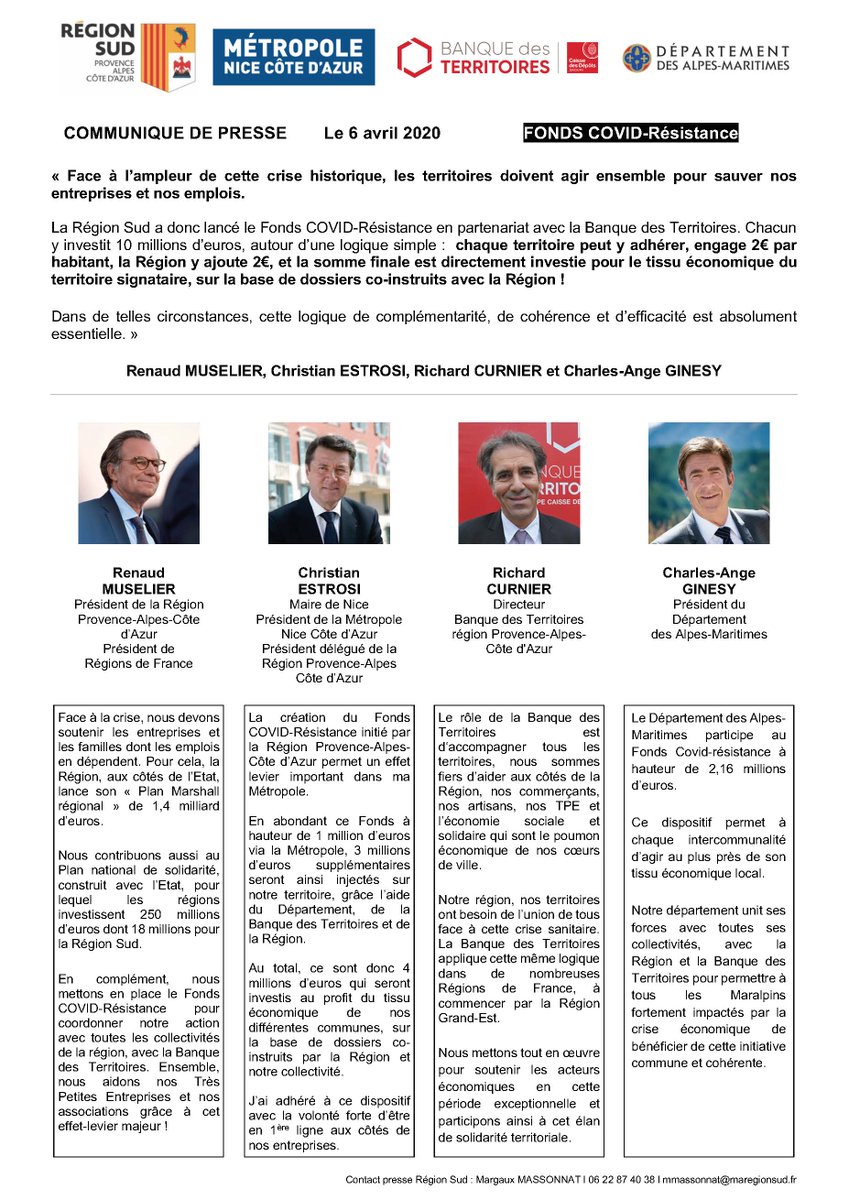 Les territoires agissent pour sauver nos #entreprises et nos emplois !

Avec <a href="/cestrosi/">Christian Estrosi</a>, la <a href="/BanqueDesTerr/">Banque des Territoires</a> et <a href="/ca_ginesy/">Charles Ange Ginésy</a> nous investissons ensemble pour faire face aux conséquences économiques de la crise. 👇