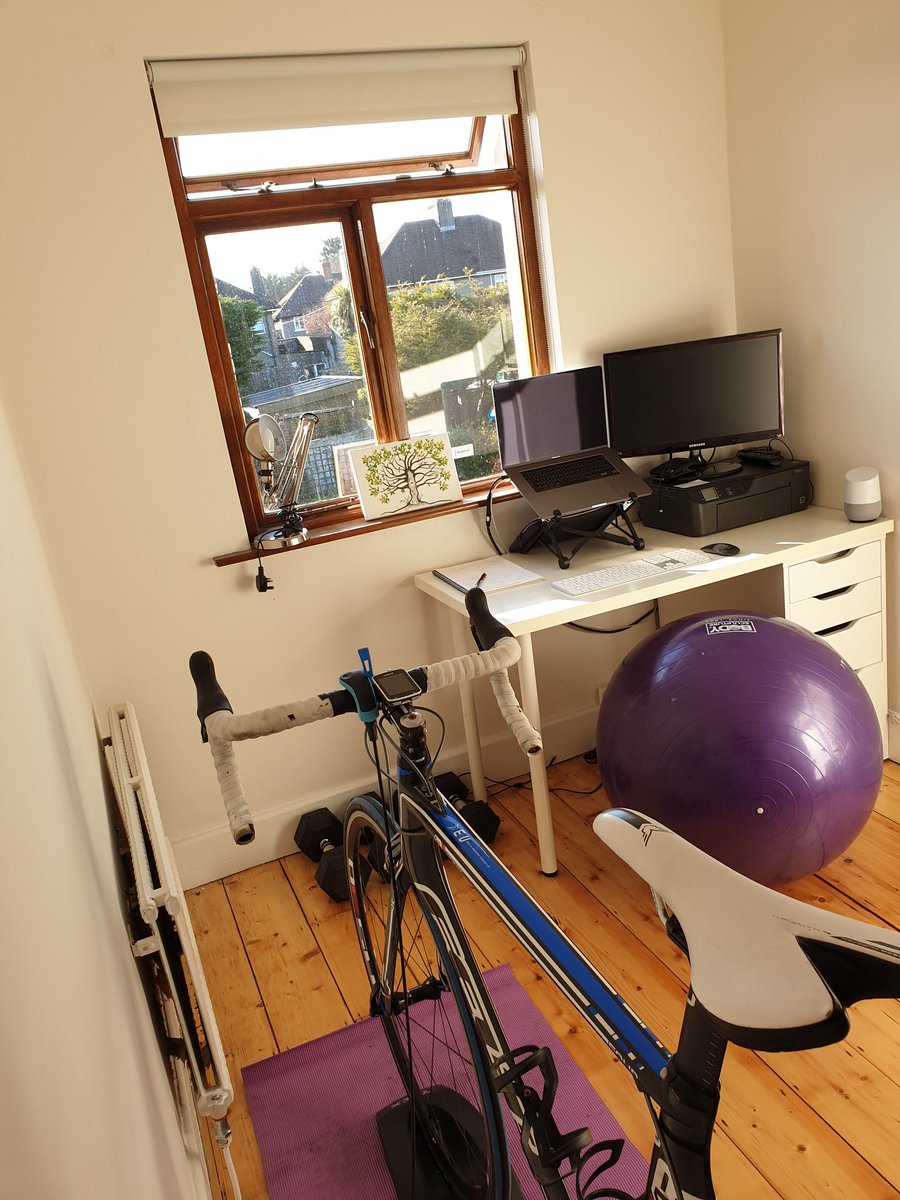 GearoidHealy's tweet image. The ever-evolving home office @teamwork. The bike is to kill time / two birds with one stone while I'm stuck in meetings I don't want to be in 😅 #keepworkgoing