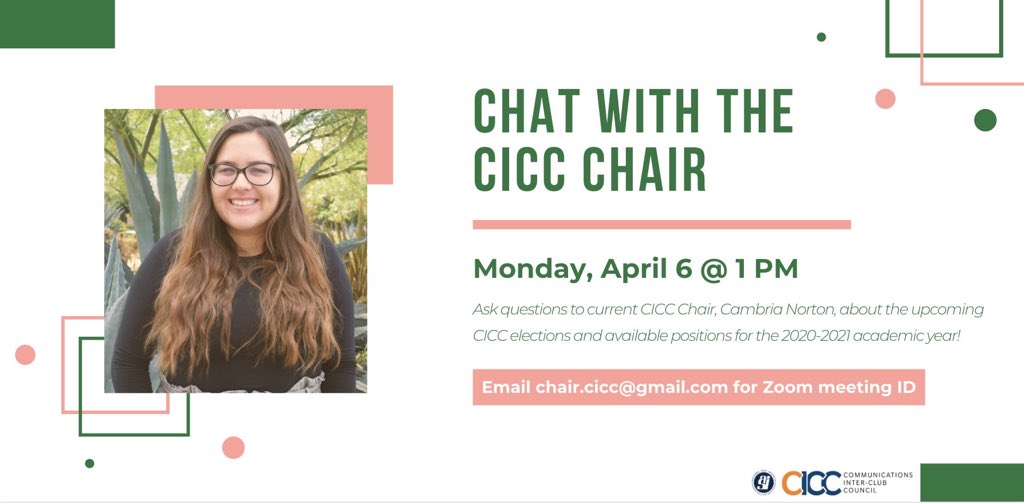 CSUFCICC's tweet image. Happy Monday 🌷 Join us today for a chat with the CICC Chair! You can ask questions about available CICC positions for next academic year and information about elections! Please email chair.cicc@gmail.com for the Zoom meeting details. #csufcicc #ciccyouathome