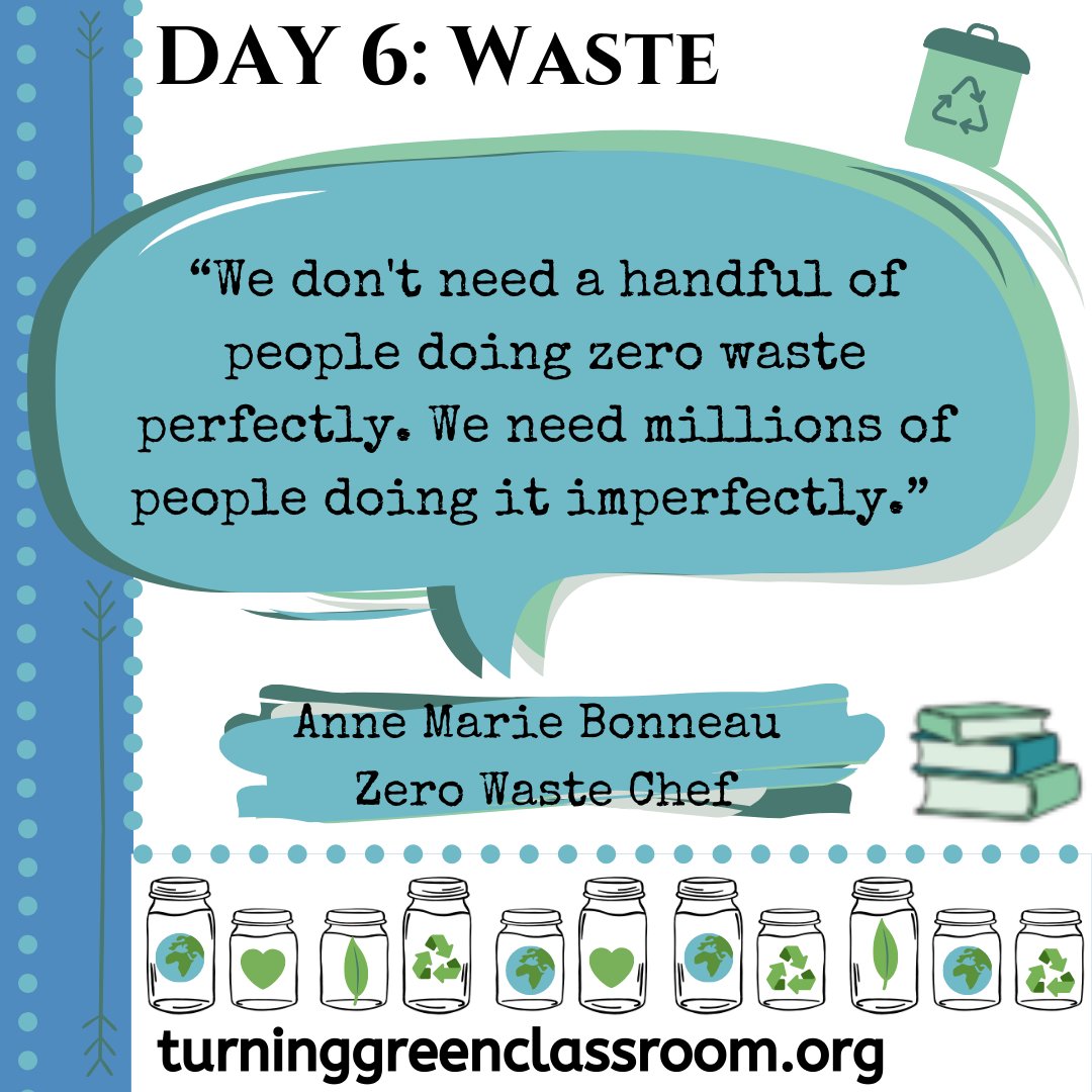 TurningGreenOrg's tweet photo. What does ZERO WASTE mean to you? We’re diving into the topic in Turning Green Classroom ♻️🚯 The avg individual produces 1.6-10 lbs of solid waste daily. Each year, 2.12 billion tons of waste is produced worldwide. We must act! Join #TGClassroom today https://t.co/1S6zoF1cUL https://t.co/onXkxRSo9G