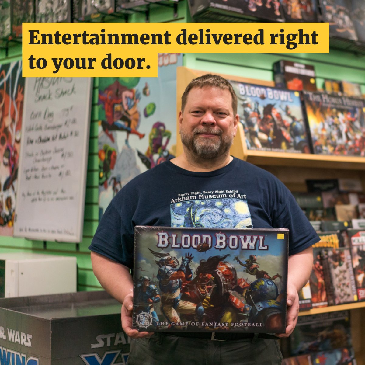 If you're getting bored at home, check out our inventory online. We're still filling and shipping orders! Head to hasturgames.com to order your desired games, cards, sleeves, paints, and more!