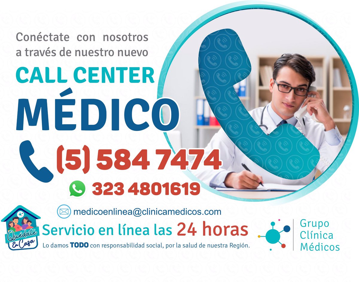 GClinicaMedicos's tweet photo. 📍Estamos aquí para ti📍
#callcentermedico disponible para toda la comunidad, llámanos al ☎️5847474 o escríbenos al
📲3234801619
Socialmente responsable, altamente comprometidos con la comunidad 🏥 https://t.co/rfXrFyEvAE