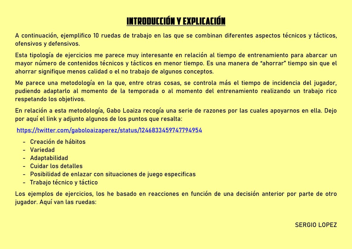 lopezsergio77's tweet photo. 🏀RUEDAS TÉCNICO TÁCTICAS 🏀

He hecho un PDF con 10 ejemplos de ruedas técnico tácticas.

Adjunto portada, explicación (referencia a @gaboloaizaperez) y ejemplo.

Pidemelo por MD. Ayuda con RT para ayudar a que llegue a más entrenadores interesados. Feedback

Mucho basket!🏀 https://t.co/ChvAs1aTOL