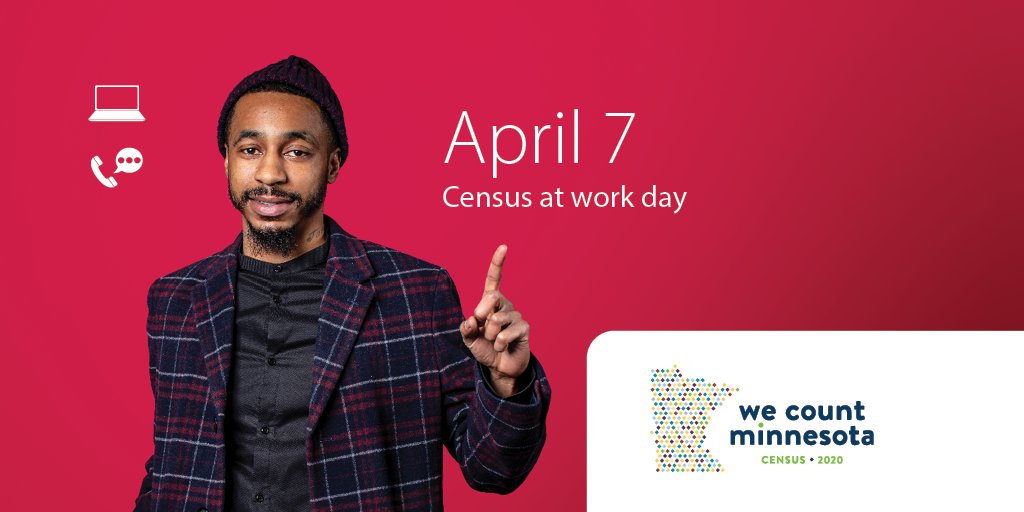 Hennepin's tweet photo. Today's the day! Take your census at work today if you can, it only takes a few minutes. Afterwards, share a selfie tagged #CensusAtWork to remind your friends to do it too! https://t.co/aeuXerHwdh @CensusAtWork @MN2020Census #ShapeYourFuture #2020Census https://t.co/Em5o9nfeIZ