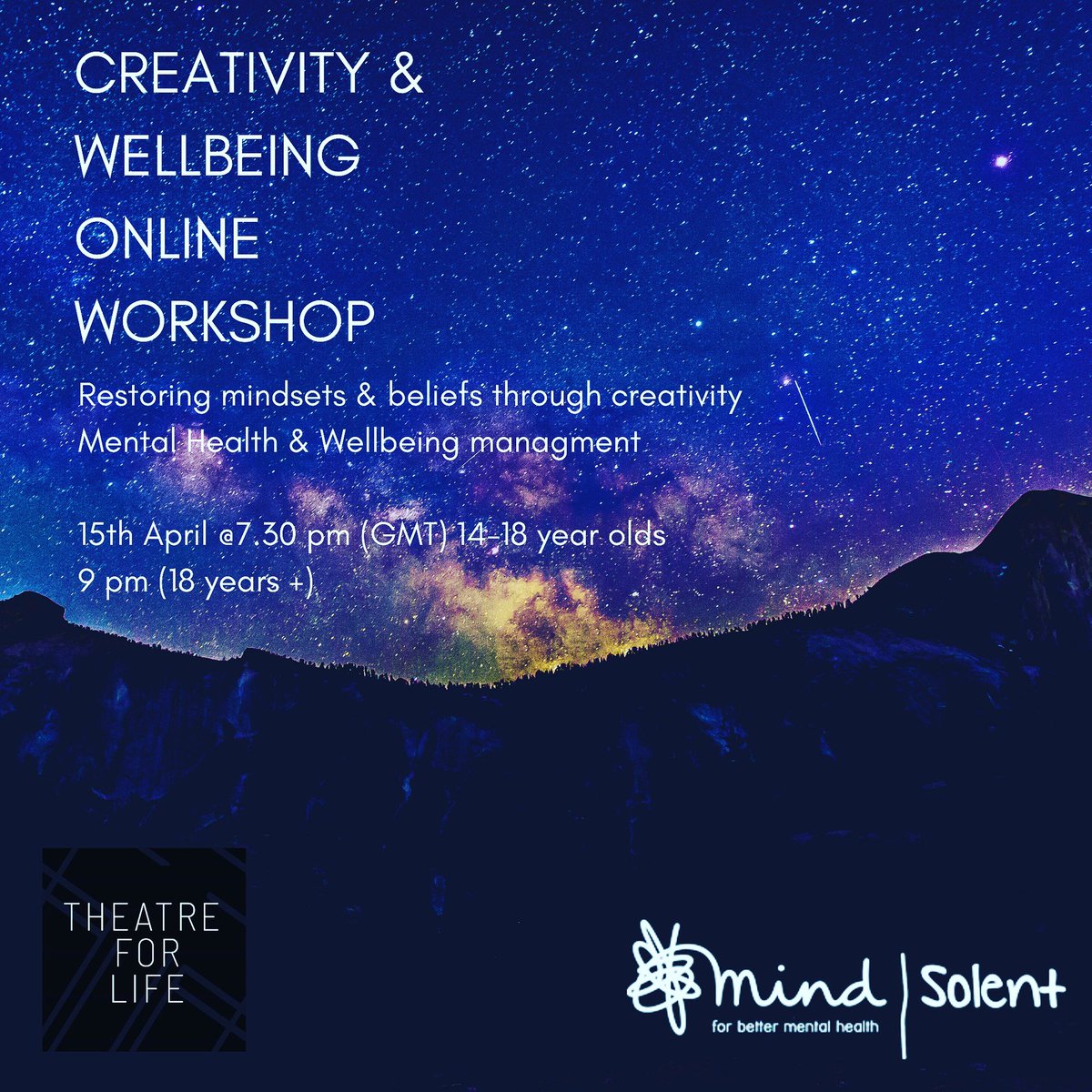 A creative act can help focus the mind and has even been compared to meditation due to its calming effects on the brain and body.Creativity reduces anxiety, depression, and stress. We are launching our first FREE Creativity & Wellbeing workshop 15th April with  @SolentMind 