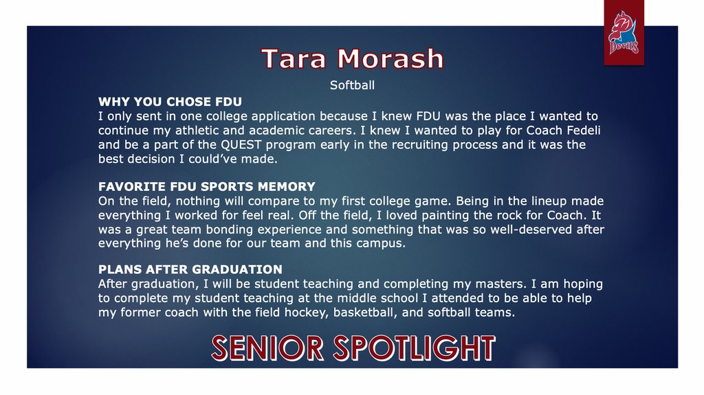 FDUDevils's tweet photo. Senior Spotlight: @FDUDevilsSB 🥎

Tara Morash 😈

Class of 2020
Major: Education

#HeatsRising🔥| #HornsUp🤘 https://t.co/cz5HGLAuDb