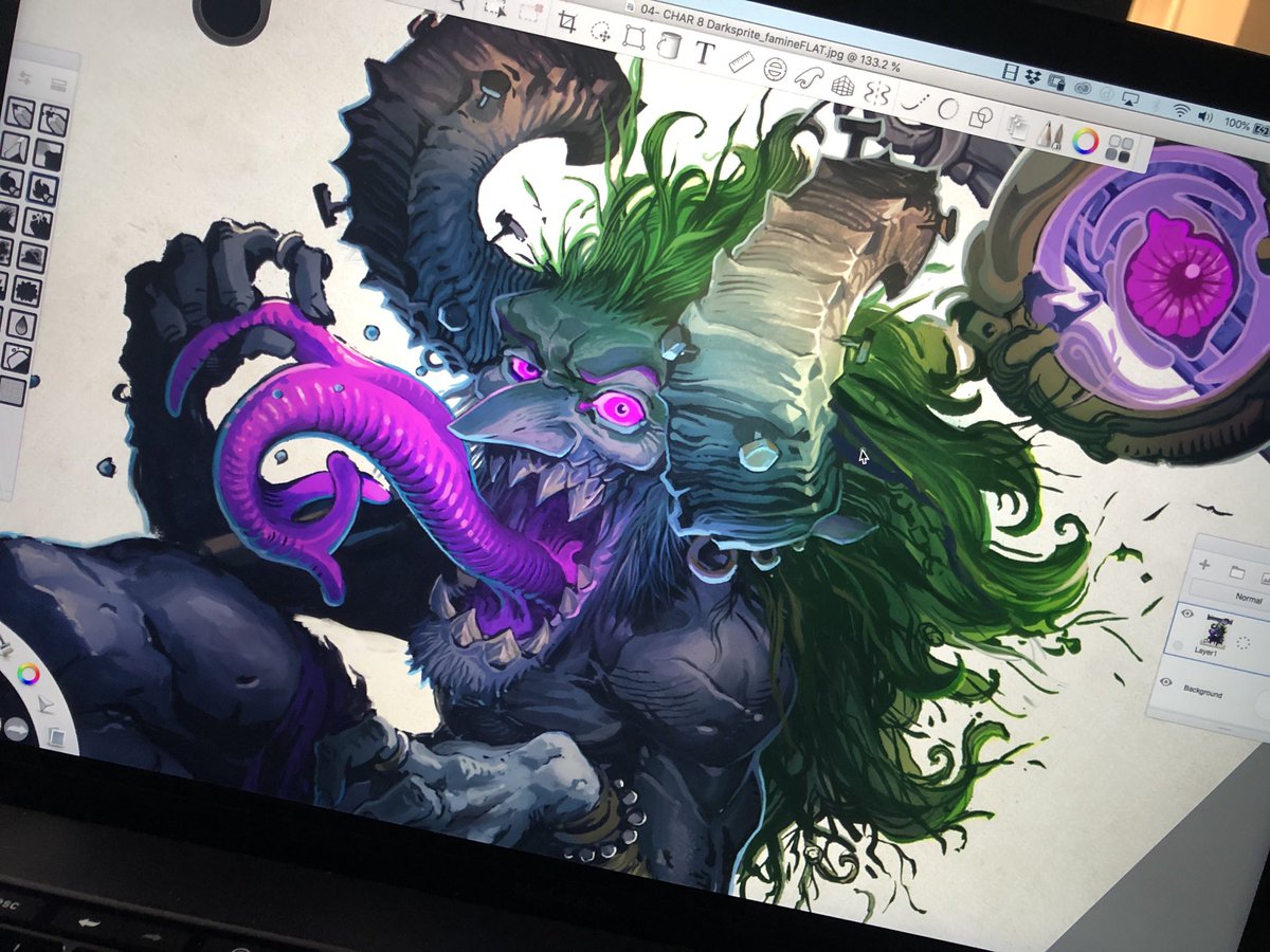 TrentKaniuga's tweet photo. Painting over some old inked work for #twilightmonk #painting  #artbook https://t.co/u8zT730SLn